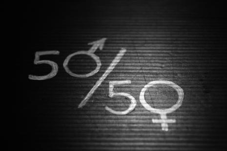 femme, homme, symbole, 50%